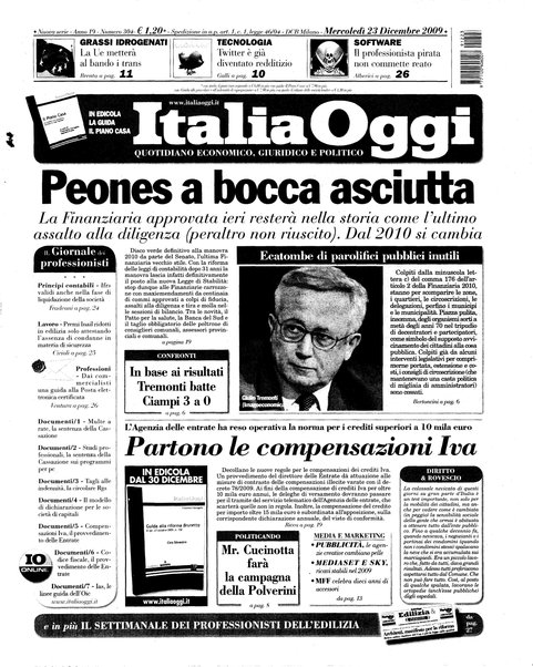 Italia oggi : quotidiano di economia finanza e politica